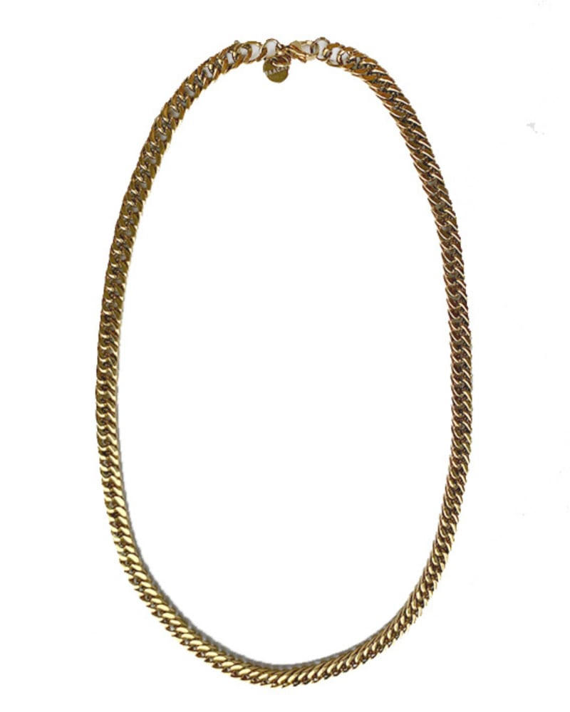 Front of a size 20 Inches Small Cuban Gold Chain Necklace in Gold by BAACAL. | dia_product_style_image_id:318385